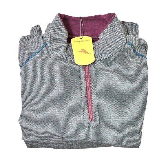 Tommy Bahama Mens Berry Blue Reversible Half Zip Knit Pullover Plus Sz XXXL New - Picture 4 of 12